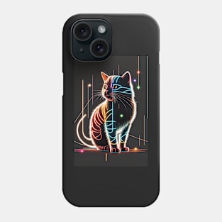 Cool Cat Portrait Neon Art Style Phone Case