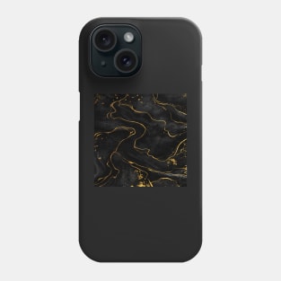 Trendy marble black and gold watercolor modern art Blush Gold and Black abstract Phone Case