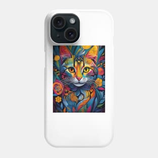 vibrant and colourful cat art design Phone Case