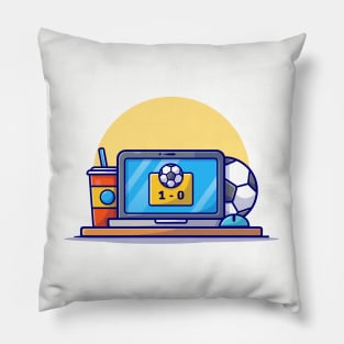 Online Soccer Match Cartoon Vector Icon Illustration (3) Pillow