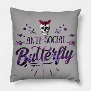 Anti-Social Butterfly - Introverts be like - Skull Moth - Social Anxiety Pillow