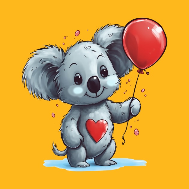 Koala bear with Red Balloon by DavidLoblaw