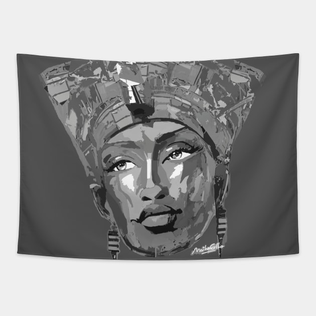 Nefertiti Black and White Portrait Tapestry by mailsoncello