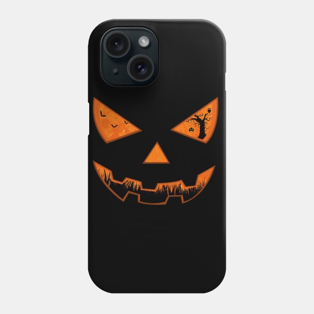 Orange Pumpkin Face Halloween Costume Phone Case by hilu