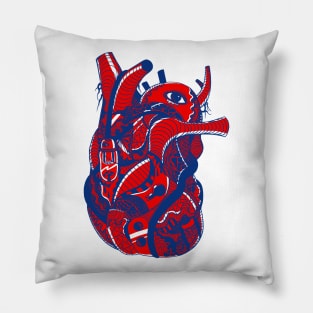 Blue Red Light Heart Pillow