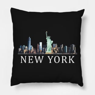 New York Skyline in Colour with Text Pillow