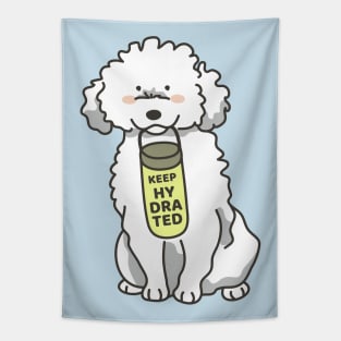Poodle holding water bottle Tapestry