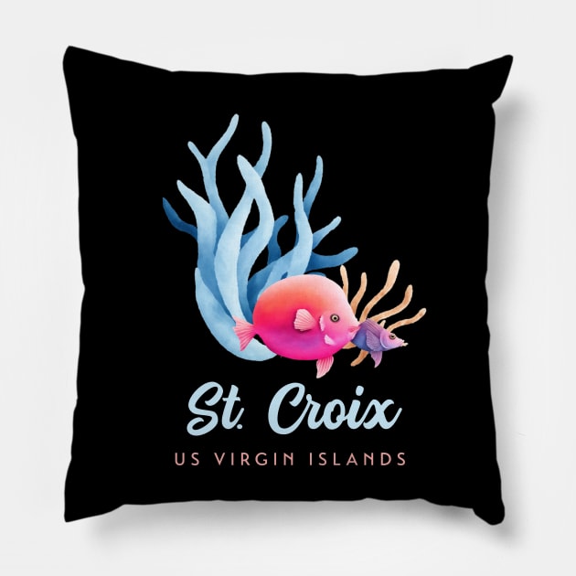 St Croix US Virgin Islands USVI Coral Reef Fish Pillow by TGKelly