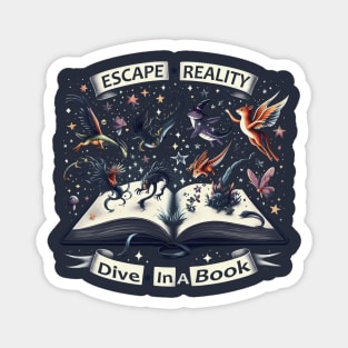 Escape Reality Dive In A Book Magnet