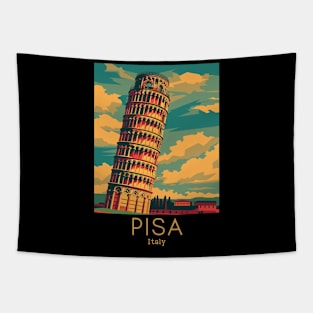 A Vintage Travel Illustration of Pisa - Italy Tapestry