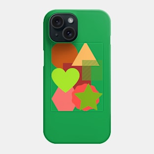 Collage of shapes green  background 2 Phone Case