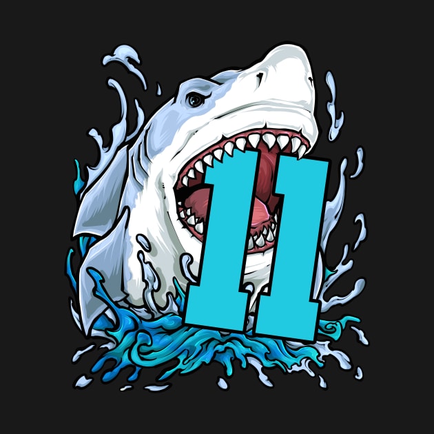 11th Birthday 11 Years Old Shark by KAWAIITEE