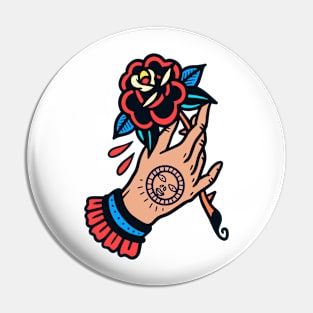 Tattooed Hand with Rose Pin