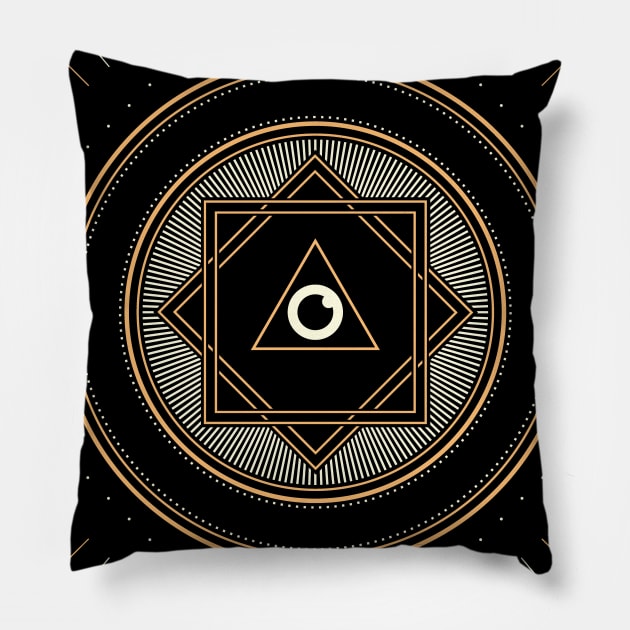 Sacred geometry eye Pillow by Vilmos Varga