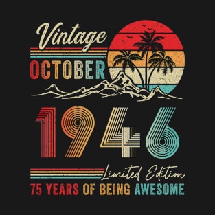 75 Years Old 75th Birthday Decoration Vintage October 1946 T-Shirt