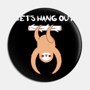 sloth hanging from tree funny illustration art Pin