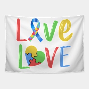 Love Puzzle Piece Autism Awareness Gift for Birthday, Mother's Day, Thanksgiving, Christmas Tapestry