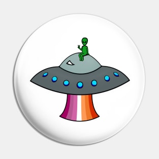 Lesbian Pride Alien (Orange Flag) Pin