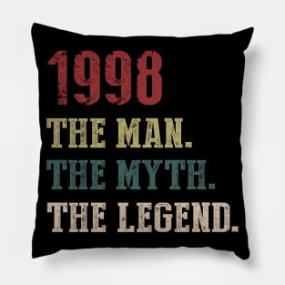 Vintage 1998 The Man The Myth The Legend Gift 22nd Birthday Pillow