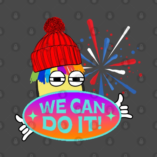 RAINBOW HAIR CARTOON BOY WE CAN DO IT  FUNNY by DAZu