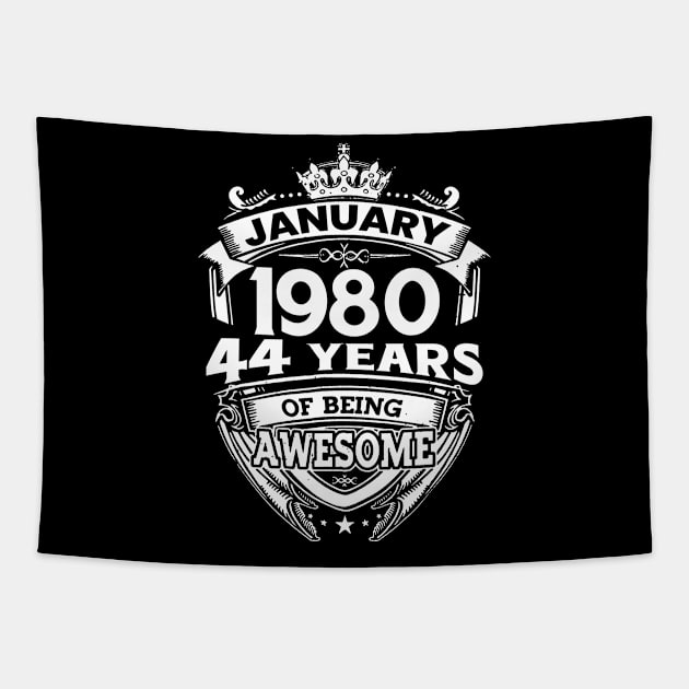 January 1980 44 Years Of Being Awesome 44th Birthday Tapestry by Foshaylavona.Artwork