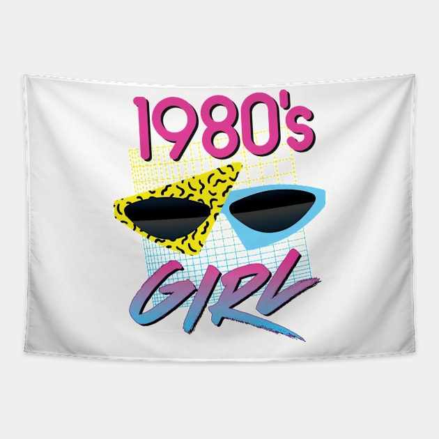 1980s Girl - Retro Memphis Sunglasses Tapestry by andzoo