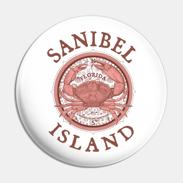 Sanibel Island, Florida, with Stone Crab on Windrose Pin by jcombs