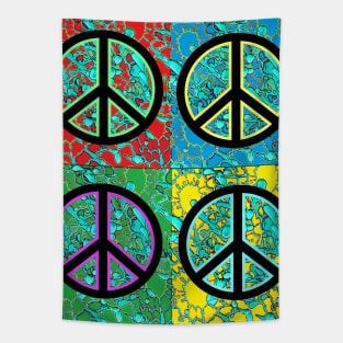 peace pop art red yellow blue green Tapestry