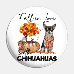 Black Chihuahua Fall in Love Scarf Funny Chihuahua Pumpkin Pin