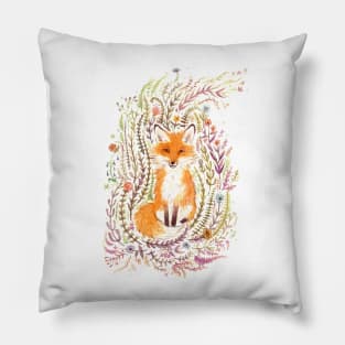 Fox and Flowers II Pillow