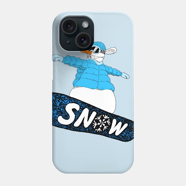 snowman on the board (blue) Phone Case by justduick