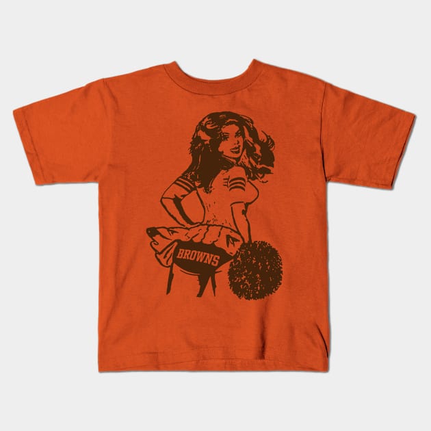 darklordpug Retro Cleveland Dawg Pound Cheerleader Kids T-Shirt