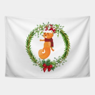 Silly Squirrel in a Christmas crown, Christmas gifts, cooler Christmas gifts, Christmas 2021 T-Shirt Tapestry