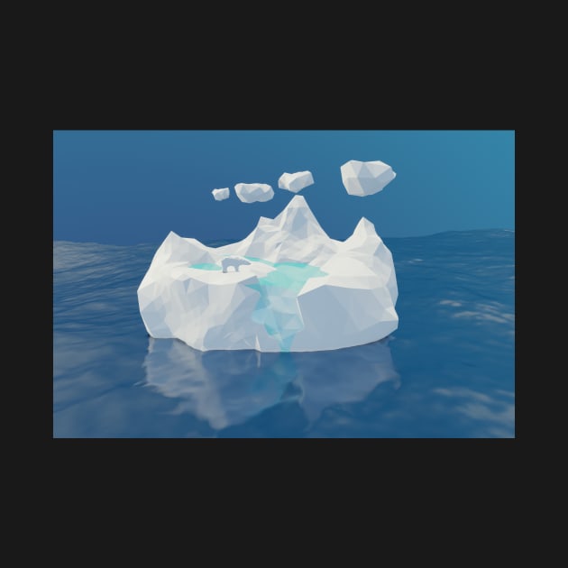 LOW POLY Illustration Of Iceberg Floating In The Sea by mooonthemoon