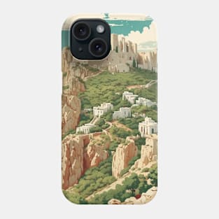 Monolithos Castle Greece Tourism Vintage Travel Poster Phone Case