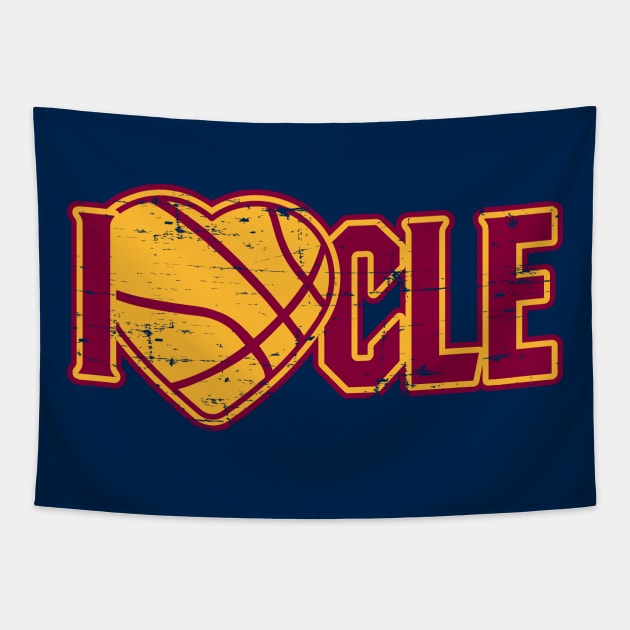 I Love CLE –veland Basketball! (DELUXE) Tapestry by SaltyCult