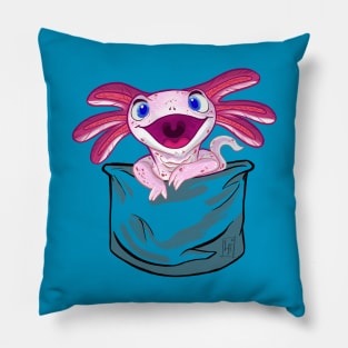 Axolotl Pocket Cute Pink Pillow