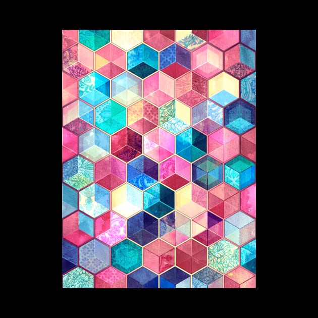 Topaz & Ruby Crystal Honeycomb Cubes by micklyn