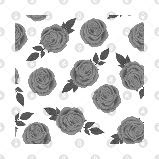 Black and White Rose Pattern by GraphiscbyNel