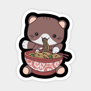 Kawaii Ramen Kitty - Cat Vaporwave Aesthetic World Magnet