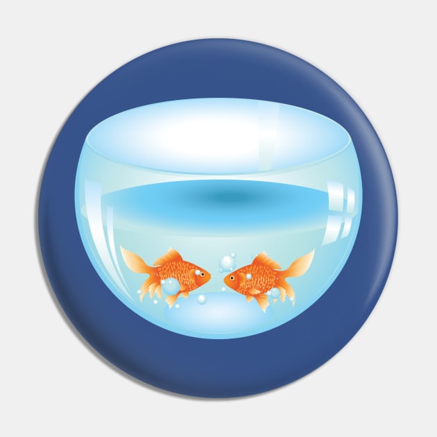 Gold Fish in Aquarium Pin by AnnArtshock