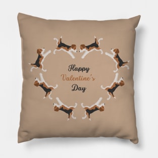 Happy Valentine's Day with Beagle Dog Heart Pillow