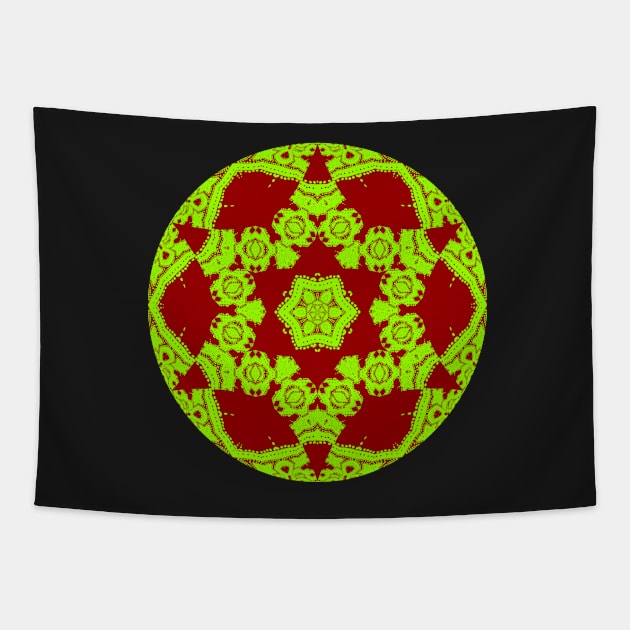 Green and Red Kaleidoscope Tapestry by KaSaPo