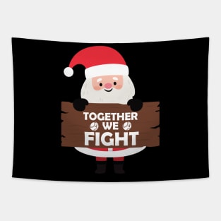 Santa Together We Fight Breast Cancer Pink Ribbon Christmas Tapestry