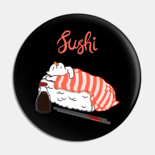 Cat Sleeping on Sushi Pin