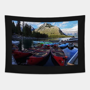 Canoes on Lake Minnewanka Banff National Park Alberta Canada Tapestry