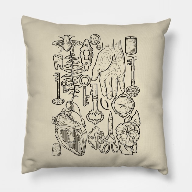 Oddities Pillow by HauntingBeautyArt