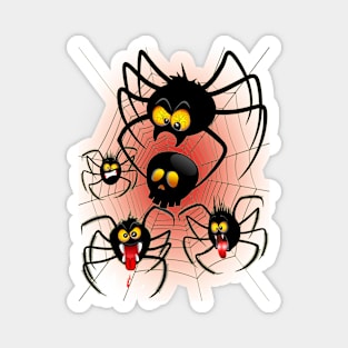 Halloween Spiders Cartoon Magnet