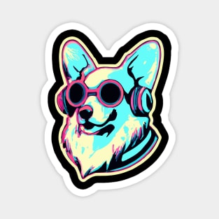 Corgi Synthwave Dog Lover Welsh Magnet