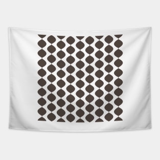 Mid Century Modern Retro 60s Waves Pattern  (Dark Cool Brown) Tapestry